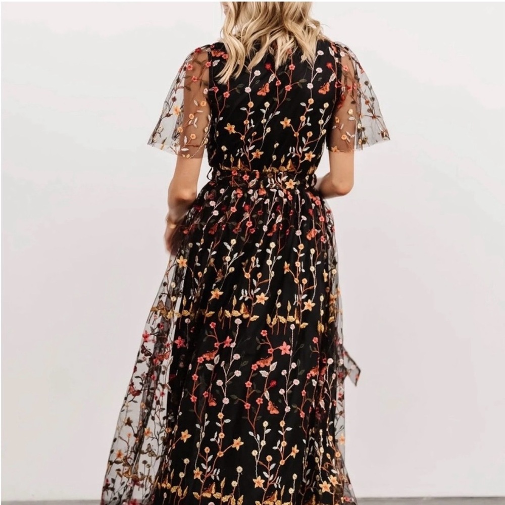 Baltic Born Black Maxi Dress with Multicolor Floral Embroidery - Picture 5 of 7